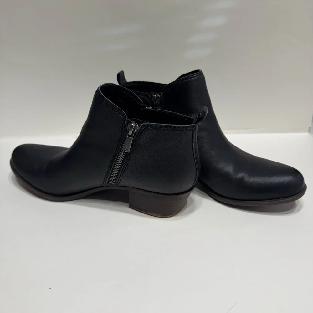 Lucky Brand Women's Leather Black Ankle Booties Size 7 1/2 - Picture 3 of 10